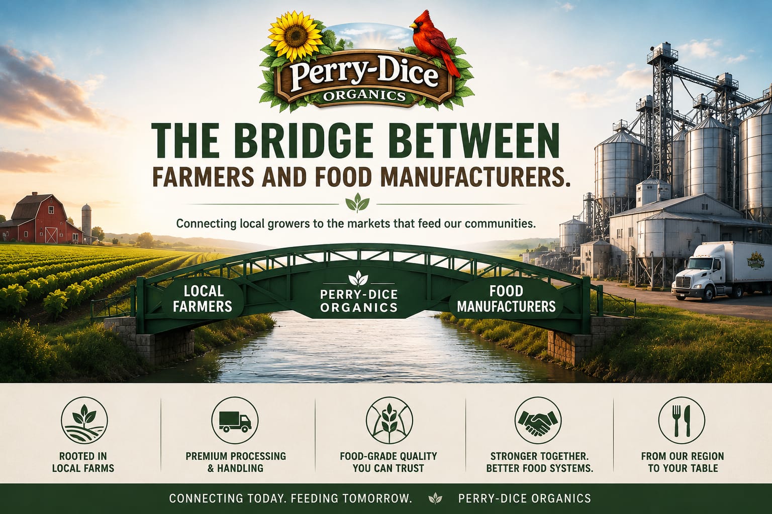 Perry-Dice Organics connecting local farmers with food manufacturers through food-grade crop processing